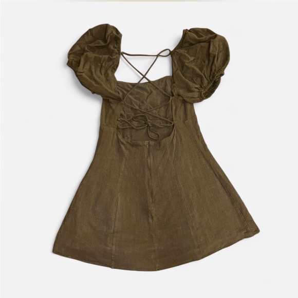 Lulus Olive Puff Sleeve Dress - Picture 4 of 5